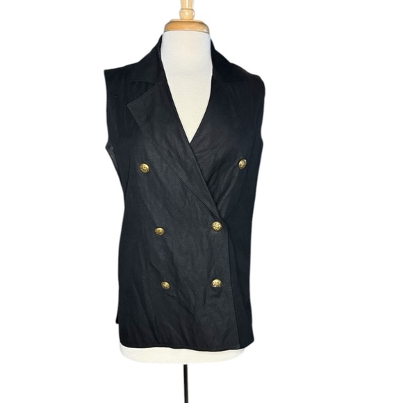 Vintage Breeches Double Breasted Linen Black  Vest with Gold Accents Size 6 - Picture 8 of 8